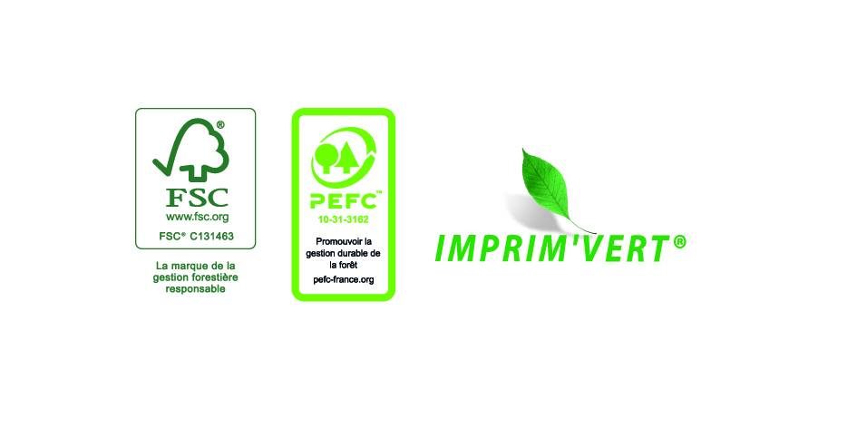 Logo PEFC, FSC, Imprim'vert